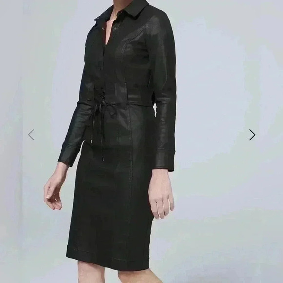 White House Black Market Dresses & Skirts - White House Black Market black womens coated denim dress